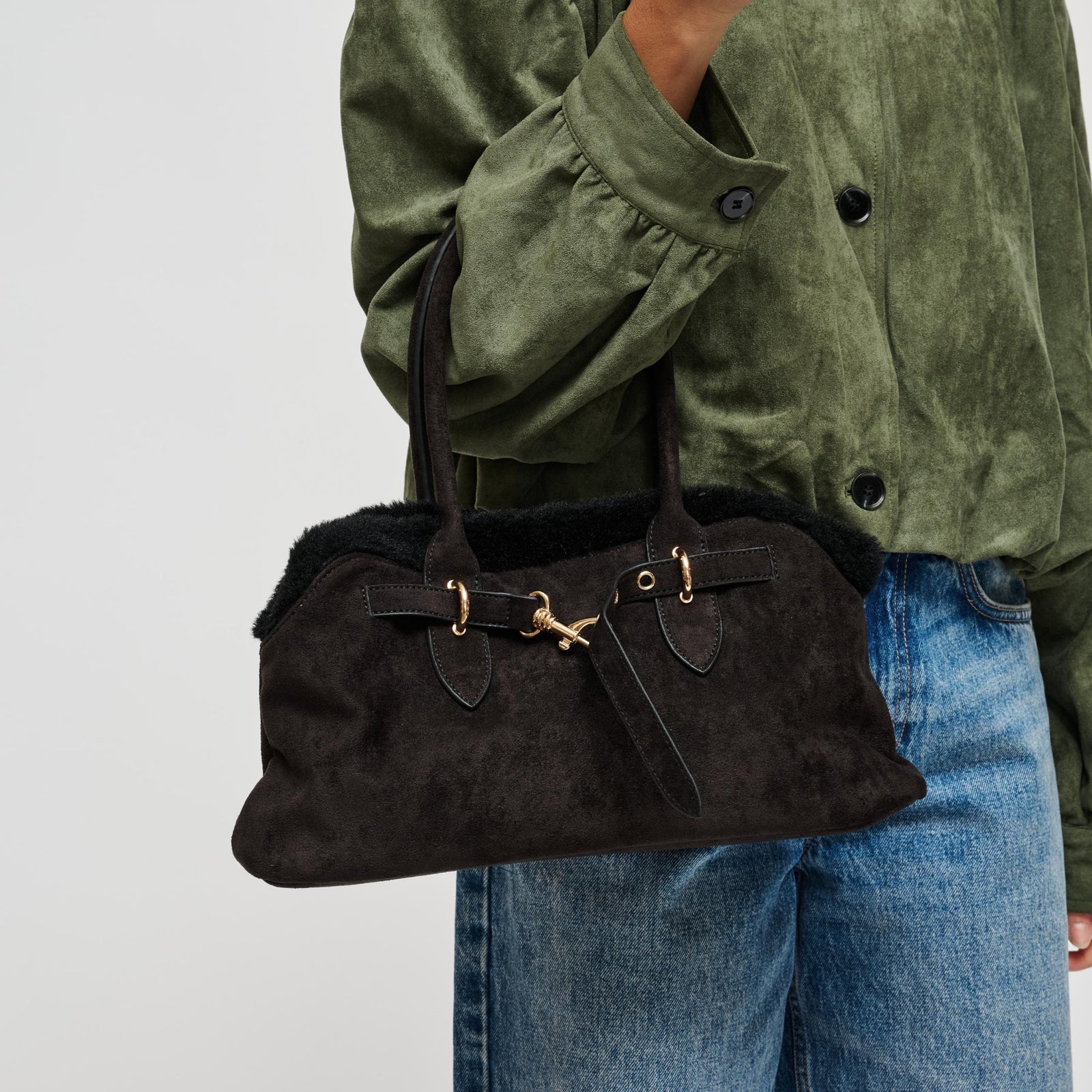 Woman wearing Chocolate Urban Expressions Tommy Satchel 840504212291 View 1 | Chocolate