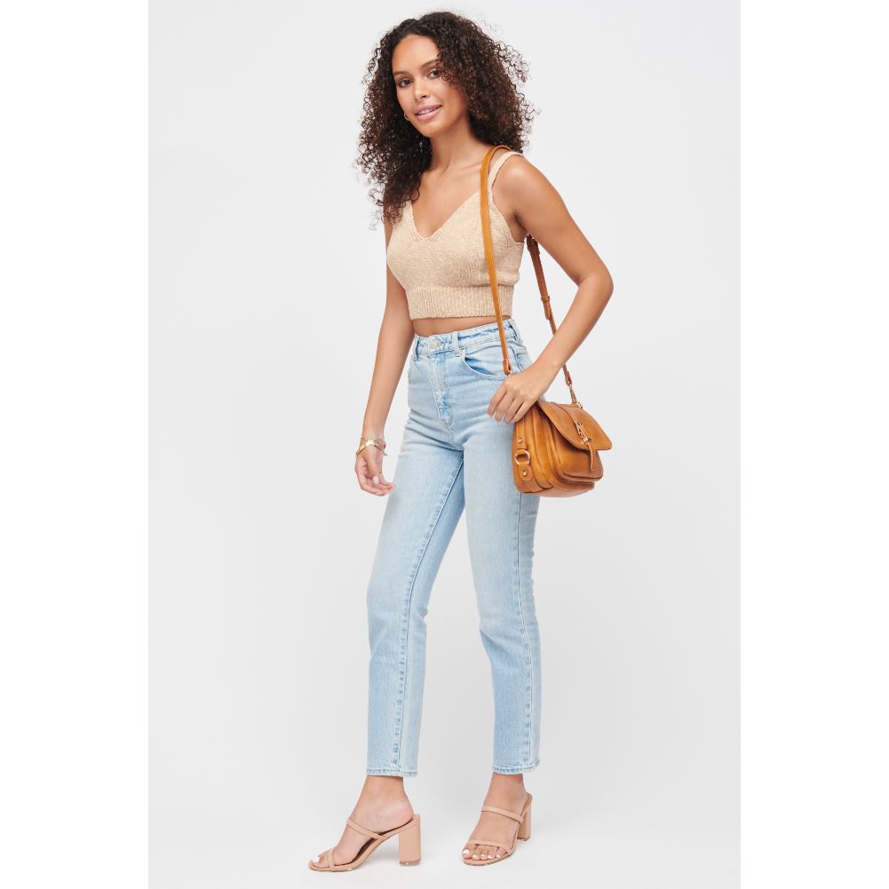 Woman wearing Mustard Urban Expressions Lizzie Crossbody 840611184658 View 4 | Mustard