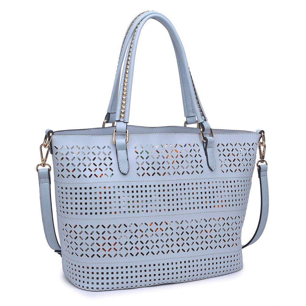 Woman wearing Blue Urban Expressions Mackenzie Tote NA-840611143358 View 6 | Blue