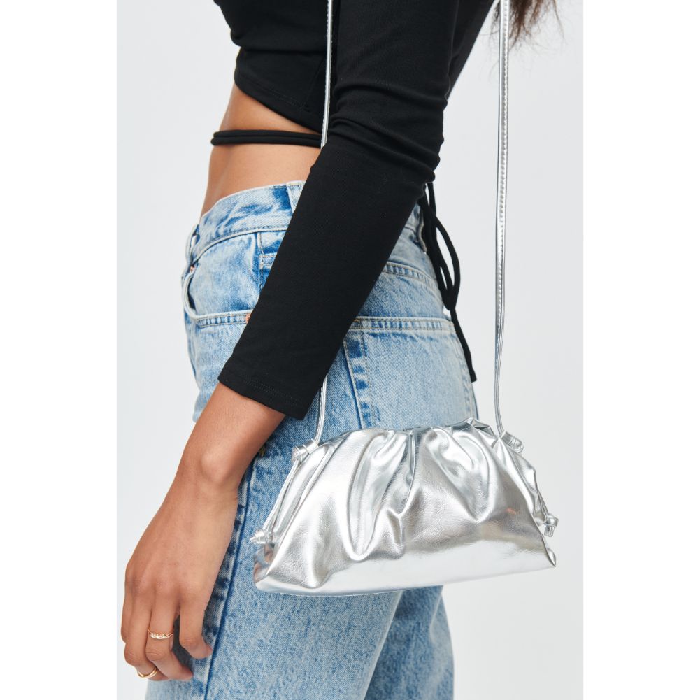 Woman wearing Silver Urban Expressions Monica Crossbody 840611104922 View 1 | Silver