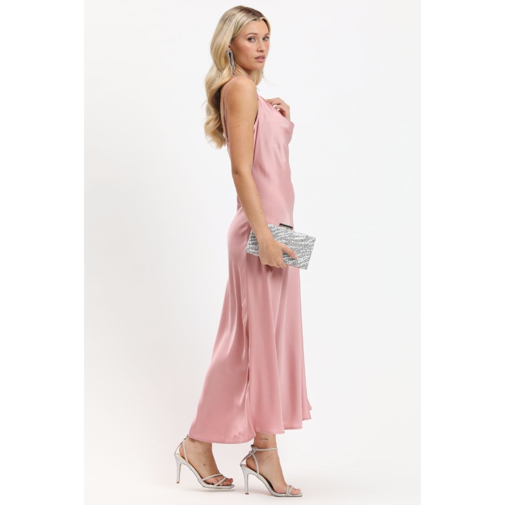 Woman wearing Silver Urban Expressions Eliza Evening Bag 840611120892 View 3 | Silver