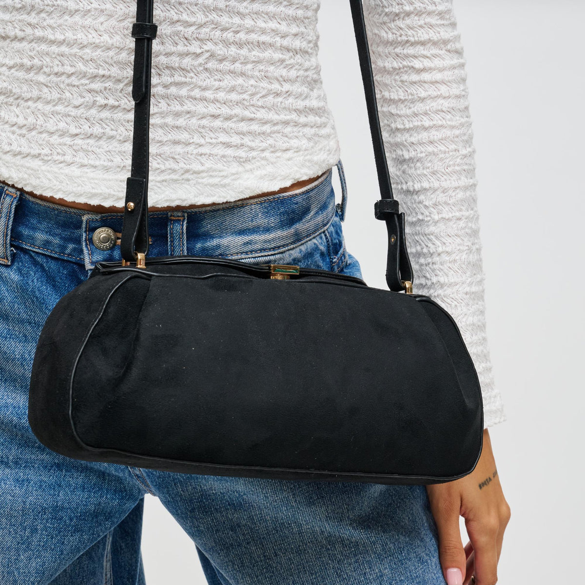 Woman wearing Black Urban Expressions Lizzie Crossbody 840611199065 View 2 | Black