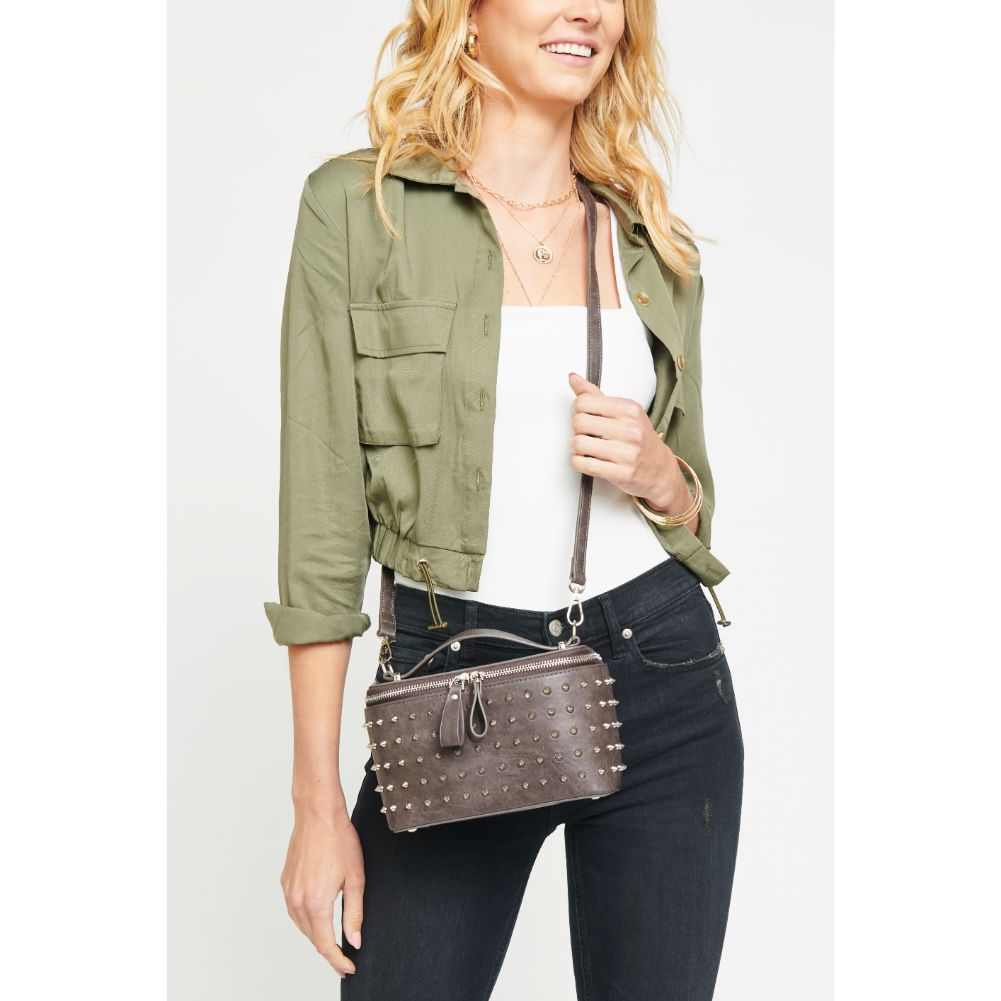 Woman wearing Gunmetal Urban Expressions Lynx Crossbody NA-840611154026 View 1 | Gunmetal