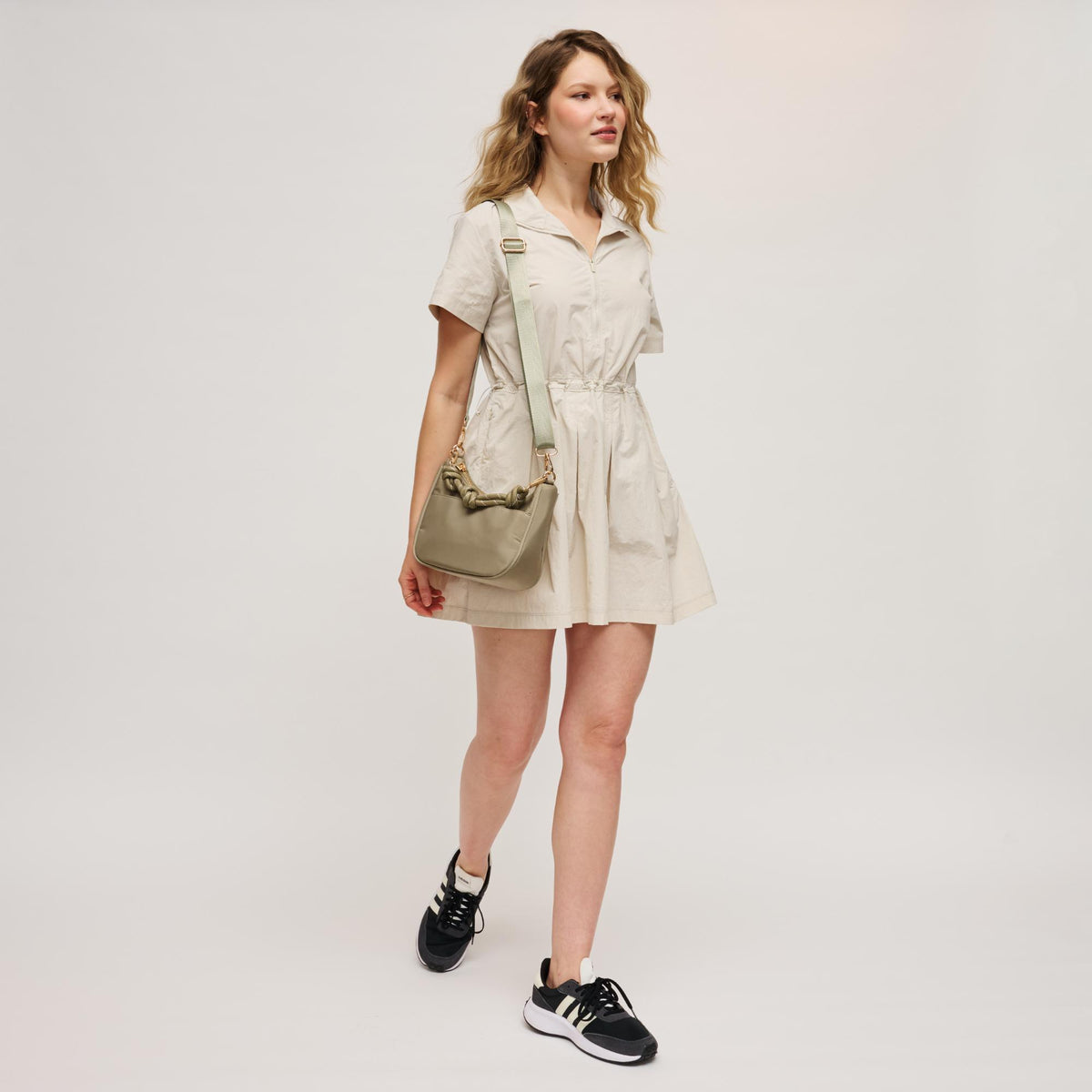 Woman wearing Sage Urban Expressions Joannie Crossbody 840504208683 View 4 | Sage
