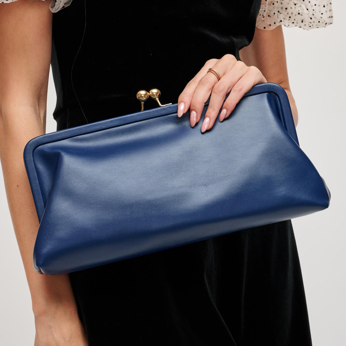 Woman wearing Midnight Urban Expressions Kristin Clutch 840611198433 View 1 | Midnight