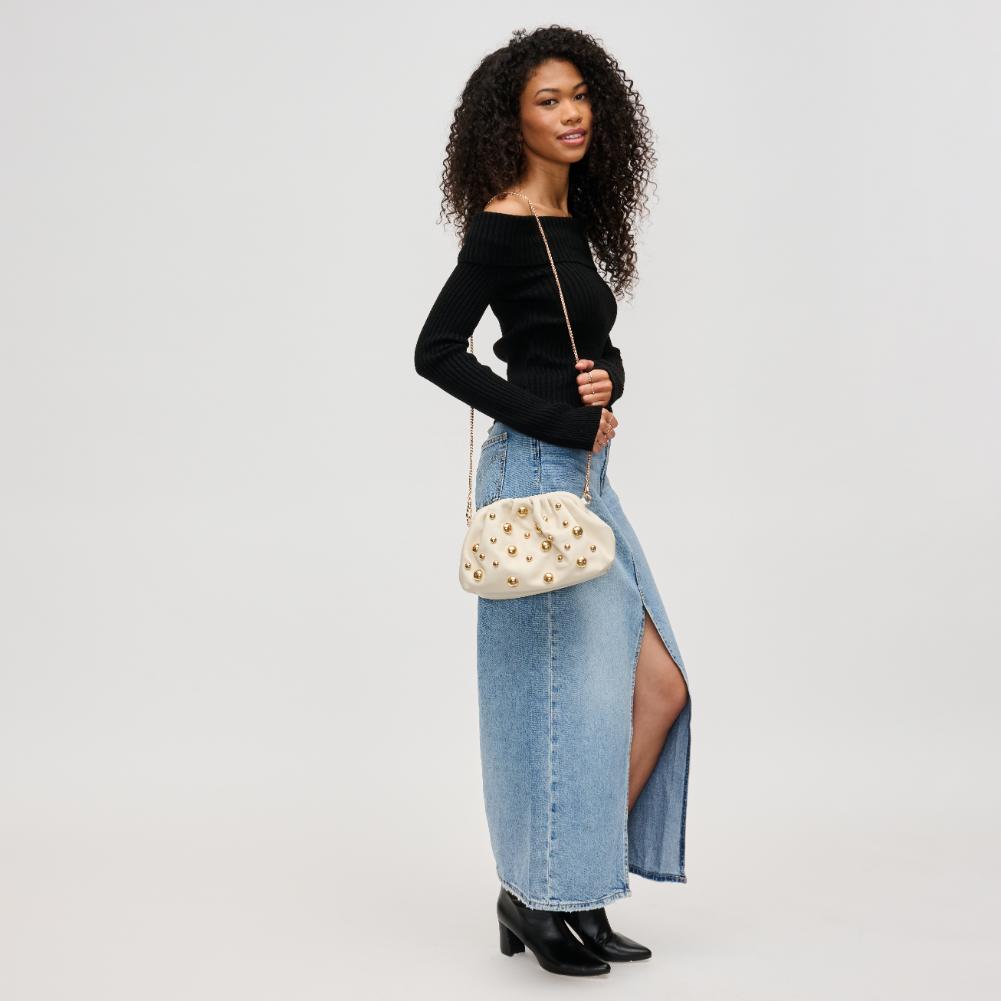 Woman wearing Oatmilk Urban Expressions Carey Clutch 840611193780 View 3 | Oatmilk