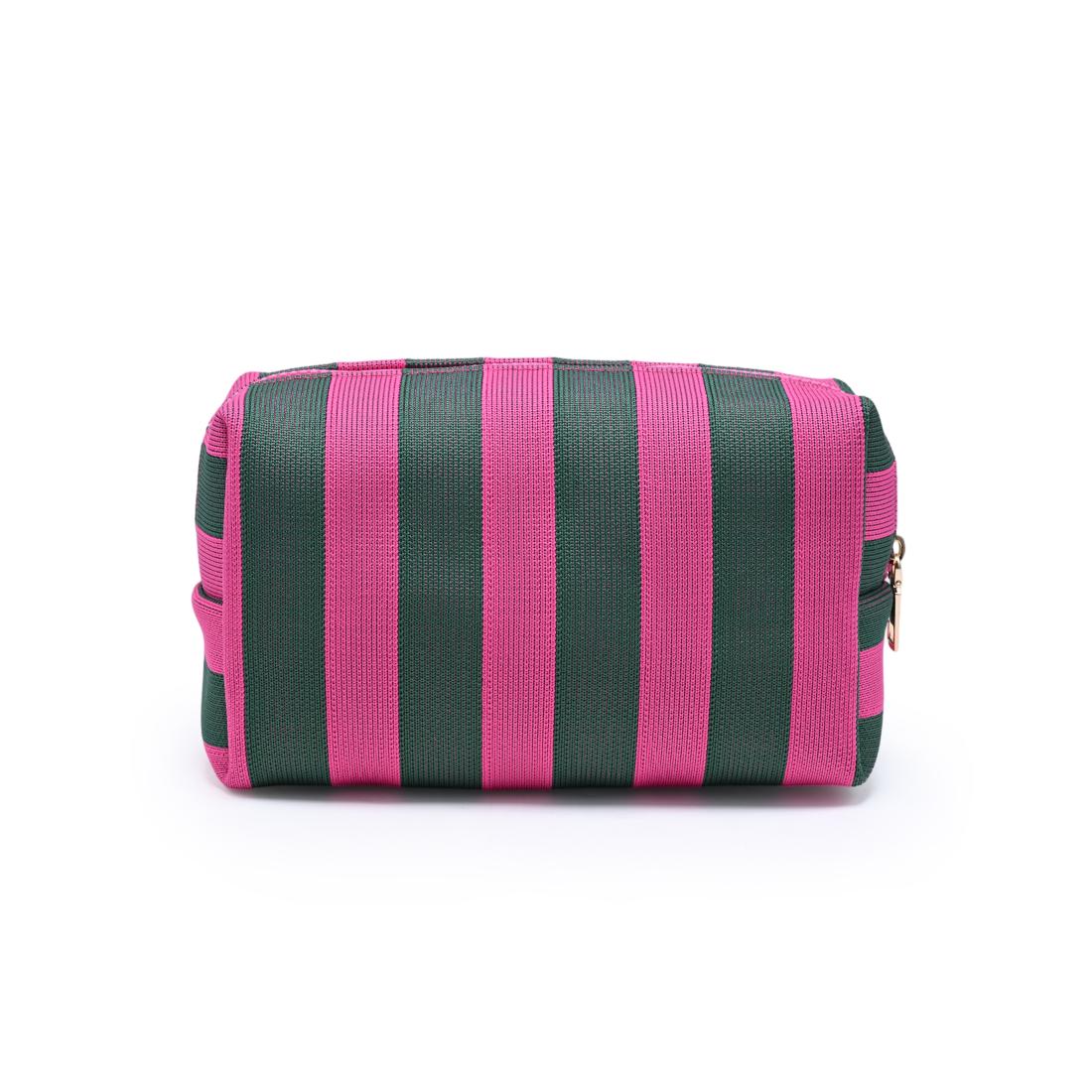 Urban Essentials Essential Stripe Cosmetic & Travel Organizer Pouch 840504215865 View 3 | Fuchsia Emerald
