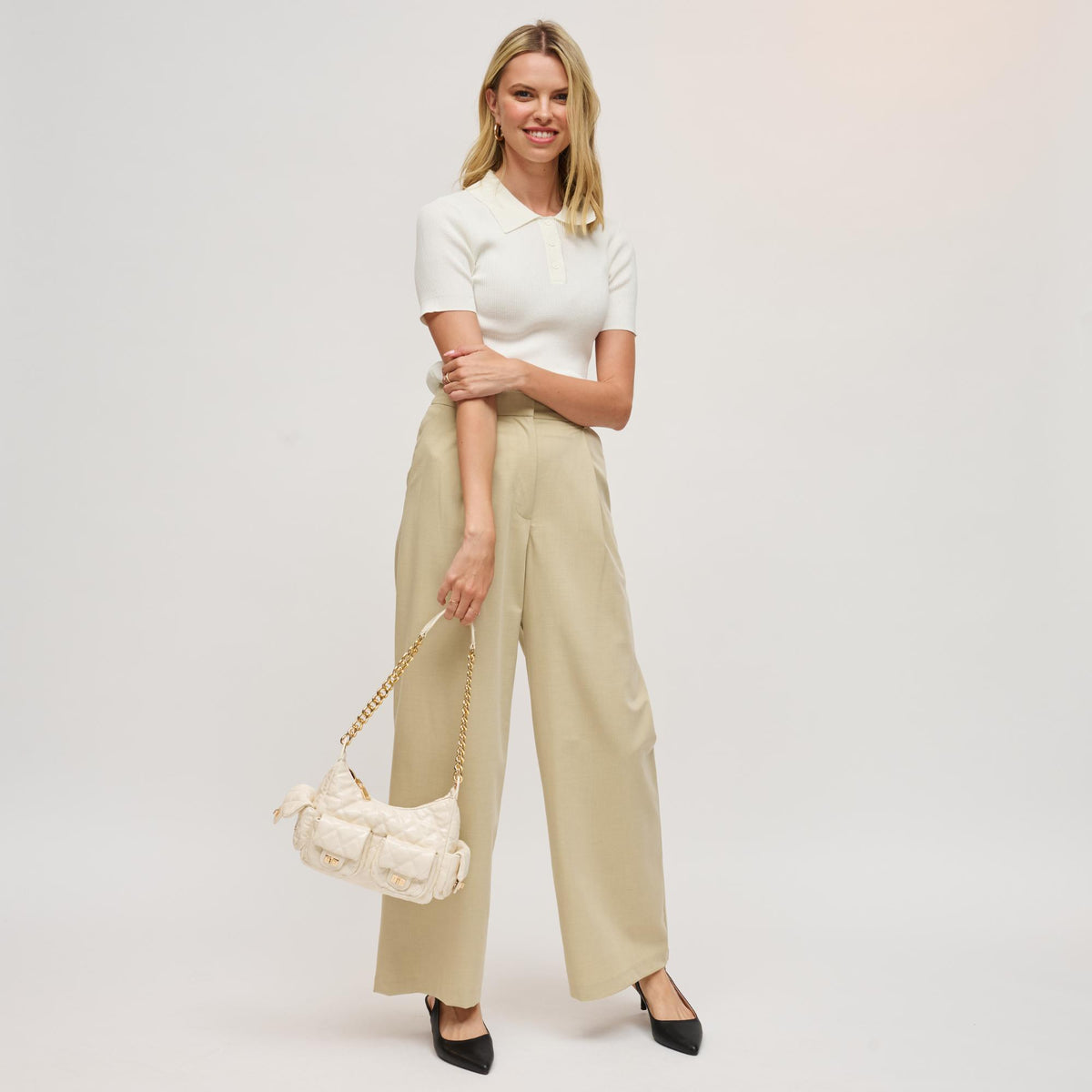 Woman wearing Ivory Urban Expressions Janette Shoulder Bag 840611199140 View 4 | Ivory