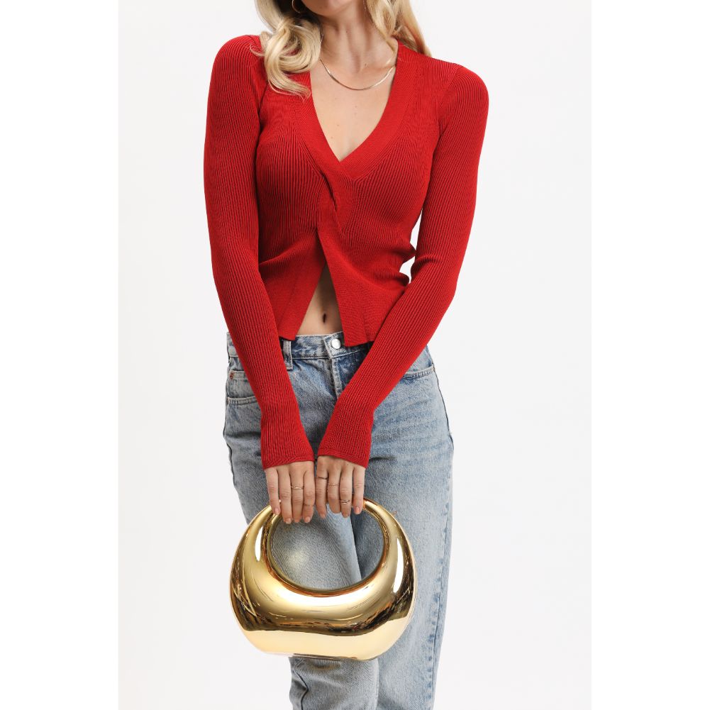 Woman wearing Gold Urban Expressions Bess Evening Bag 840611115904 View 2 | Gold