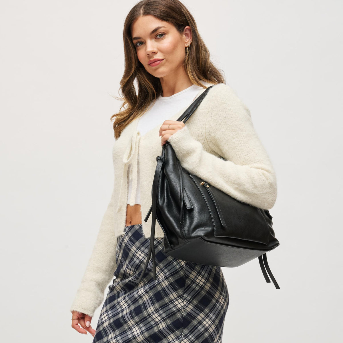 Woman wearing Black Urban Expressions Etta Hobo 840611174994 View 2 | Black