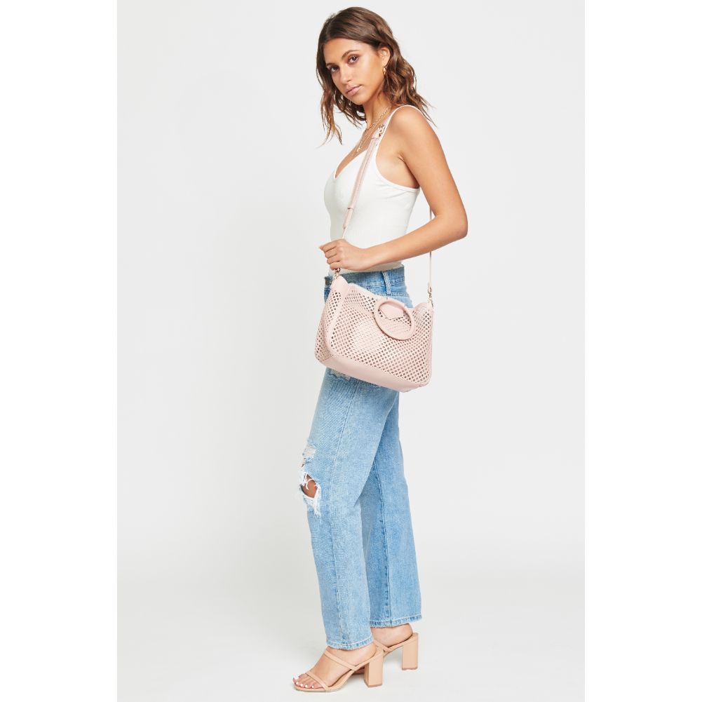 Woman wearing Blush Urban Expressions Jaclyn Satchel 840611169655 View 3 | Blush