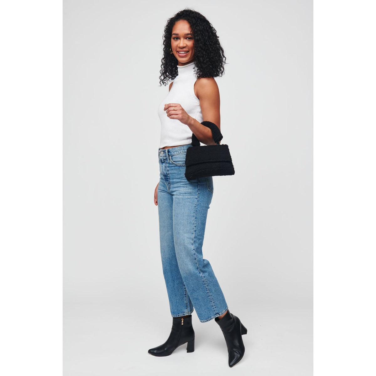 Woman wearing Black Urban Expressions Merino Top Handle 818209012287 View 4 | Black