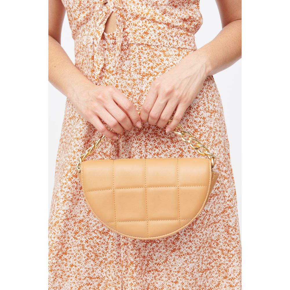 Woman wearing Camel Urban Expressions Natalie Crossbody 840611183026 View 2 | Camel