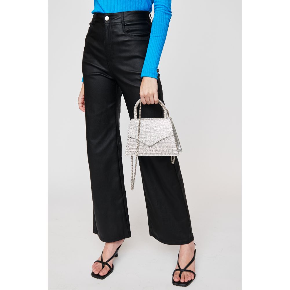Woman wearing Silver Urban Expressions Bonita Evening Bag 840611104427 View 2 | Silver