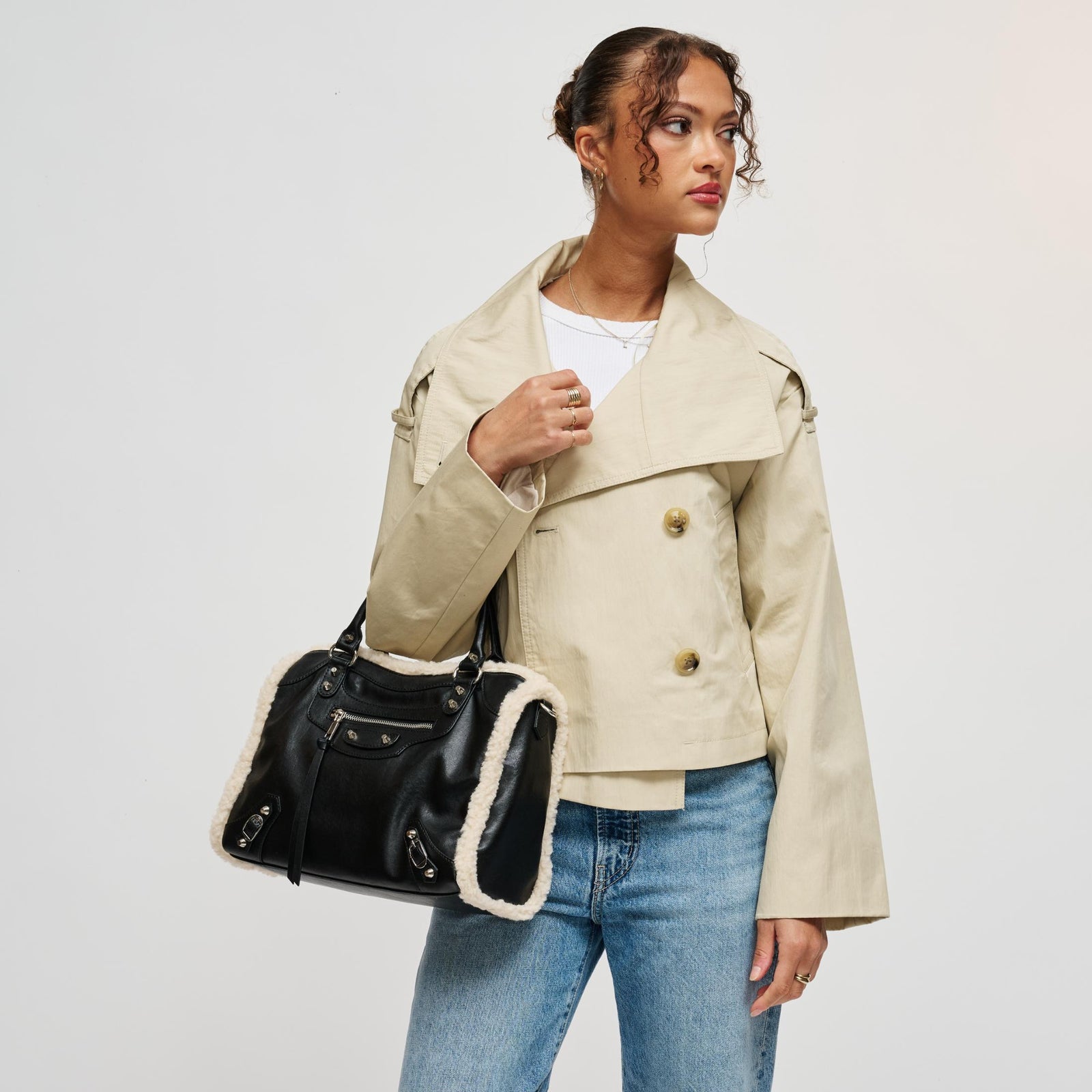 Woman wearing Chocolate Urban Expressions Seraphina Satchel 840504211928 View 1 | Chocolate