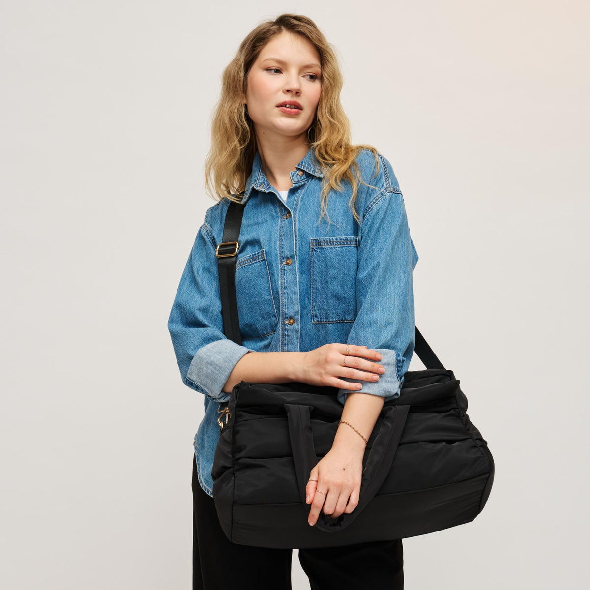 Woman wearing Black Urban Expressions Mia Tote 840504204258 View 2 | Black