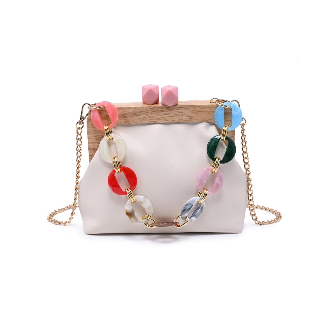 Woman wearing Ivory Urban Expressions Talullah - Cameo Evening Bag 840504208669 View 5 | Ivory