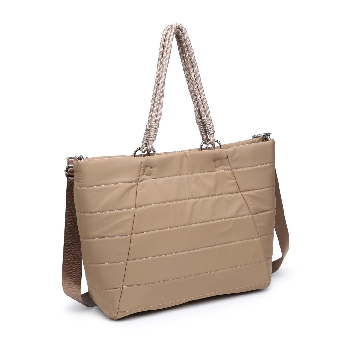 Woman wearing Nude Urban Expressions Lyla Tote 840504206153 View 6 | Nude