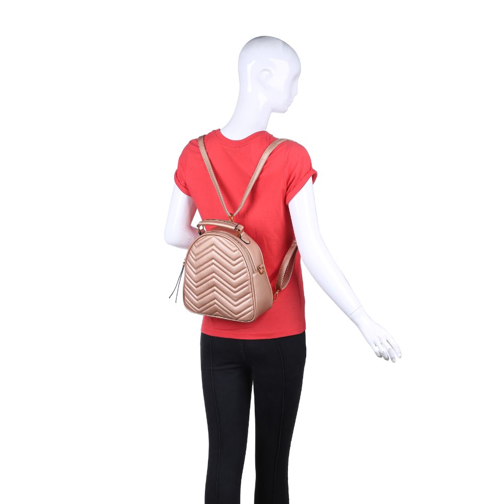 Product Image of Urban Expressions Cameron V Stitch Single Zip Backpack 840611168542 View 5 | Rose Gold