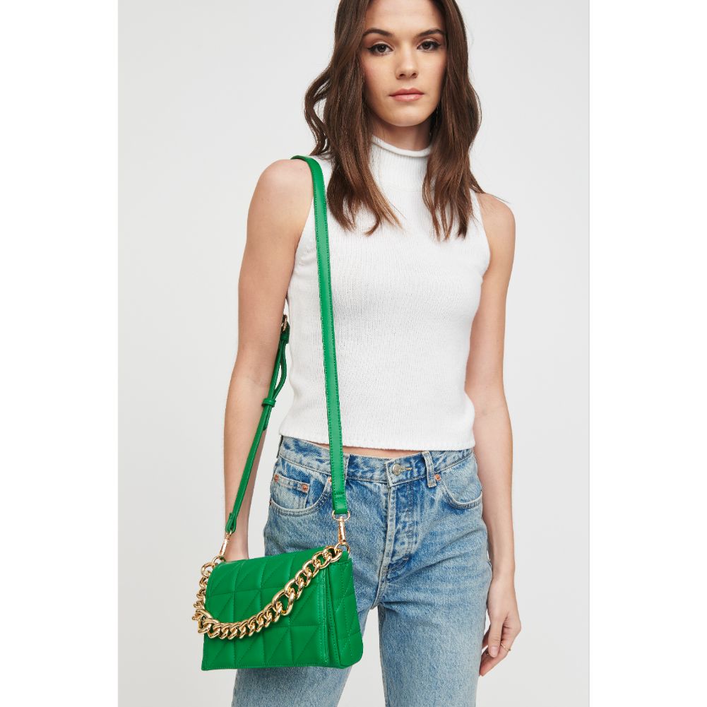 Woman wearing Kelly Green Urban Expressions Alani Crossbody 818209019453 View 2 | Kelly Green