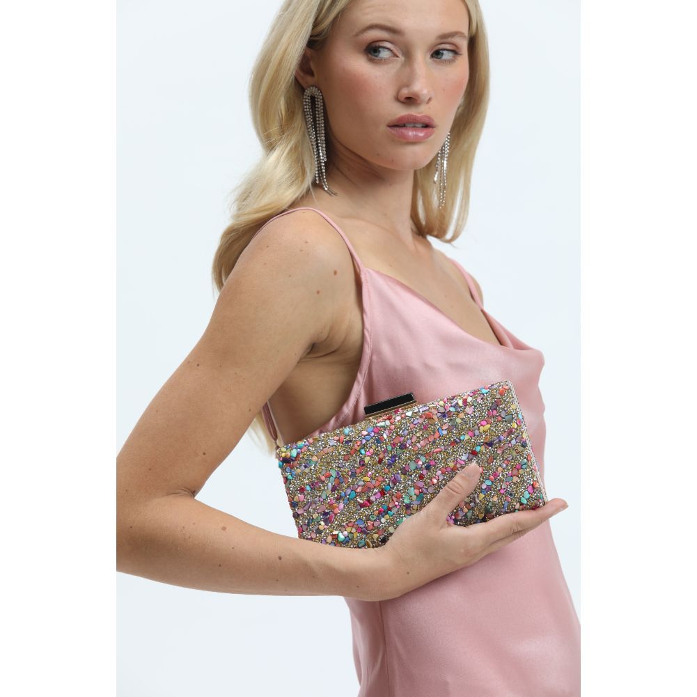 Woman wearing Pink Multi Urban Expressions Eliza Evening Bag 840611120915 View 1 | Pink Multi