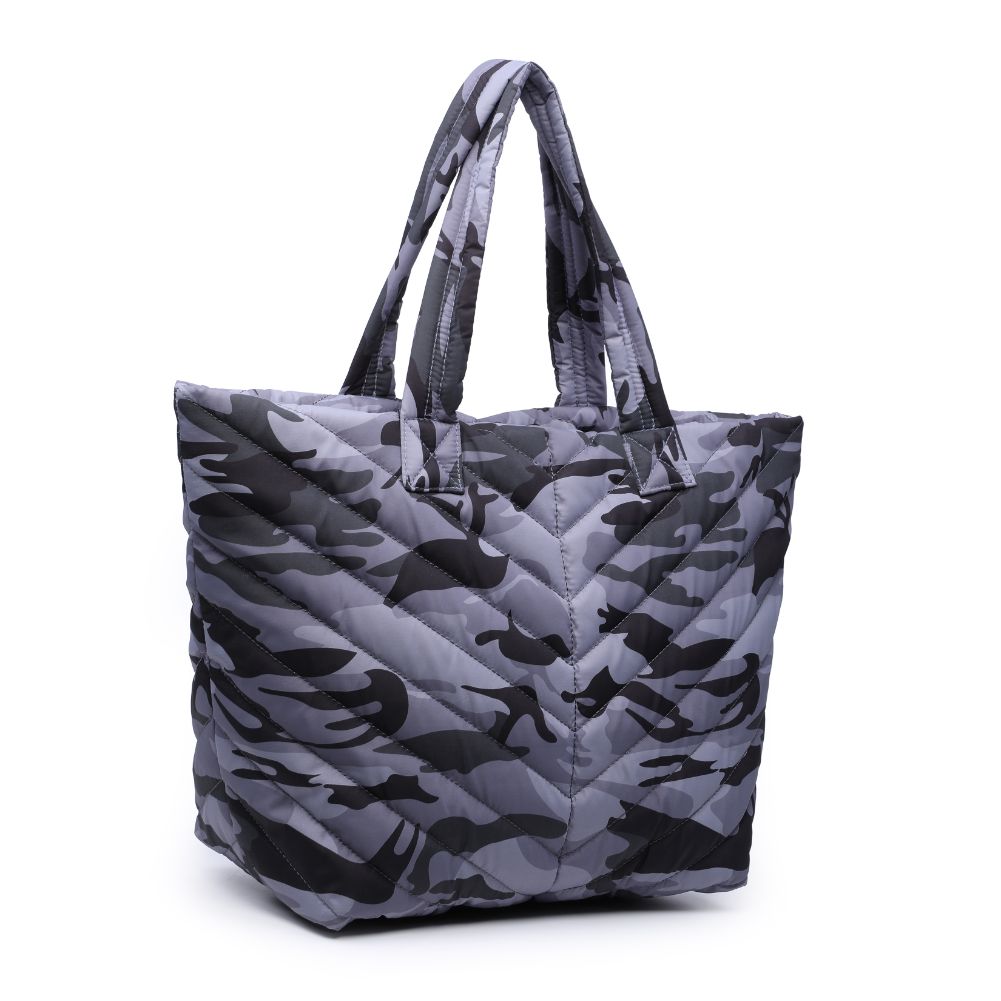 Woman wearing Black Grey Camo Urban Expressions Kickoff Tote NA-840611177797 View 6 | Black Grey Camo