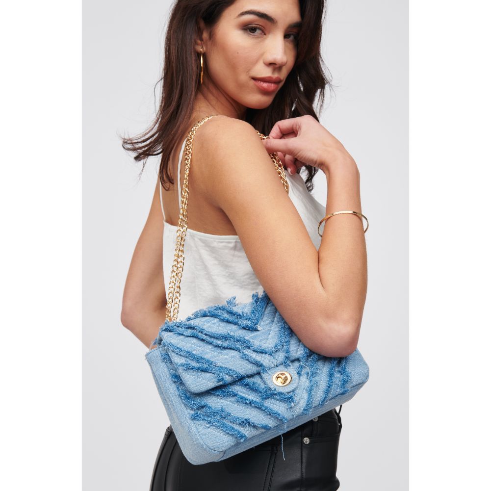 Woman wearing Denim Urban Expressions Belle Shoulder Bag 818209017060 View 1 | Denim