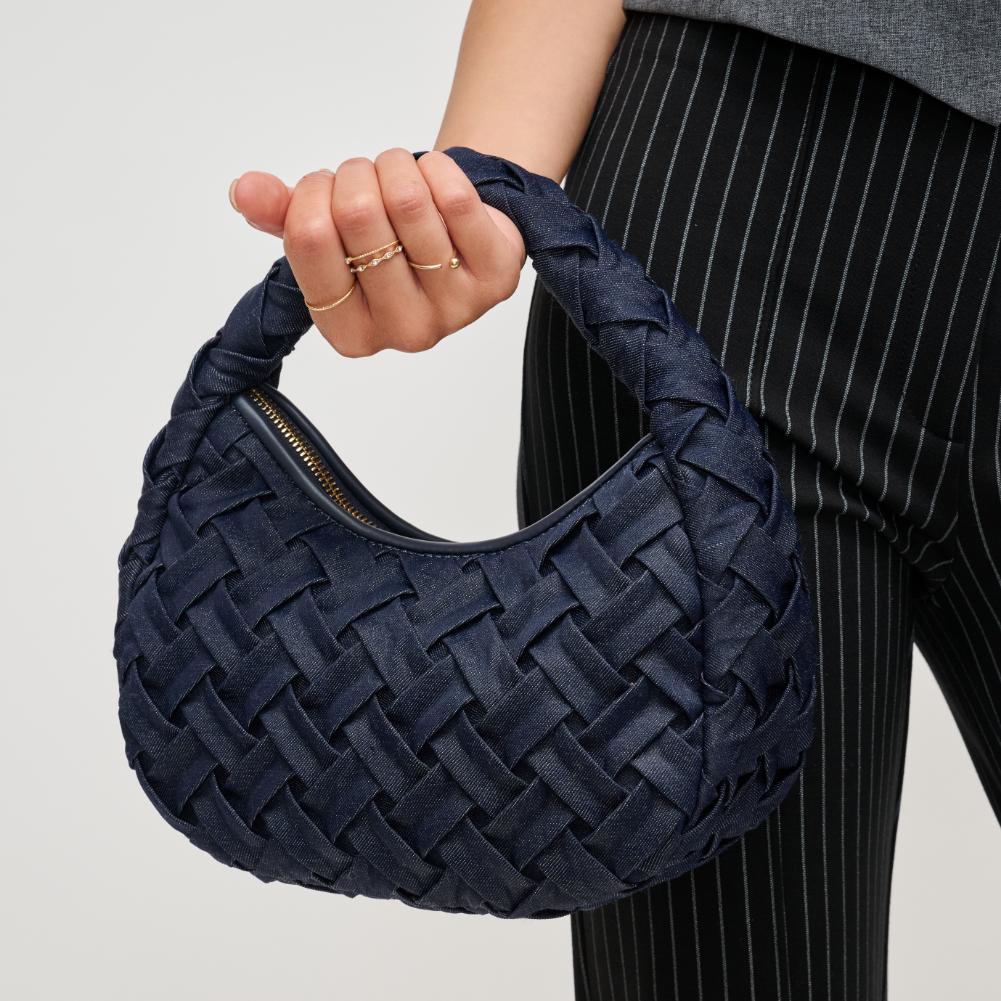 Woman wearing Denim Urban Expressions Noreen Clutch 840611193704 View 4 | Denim