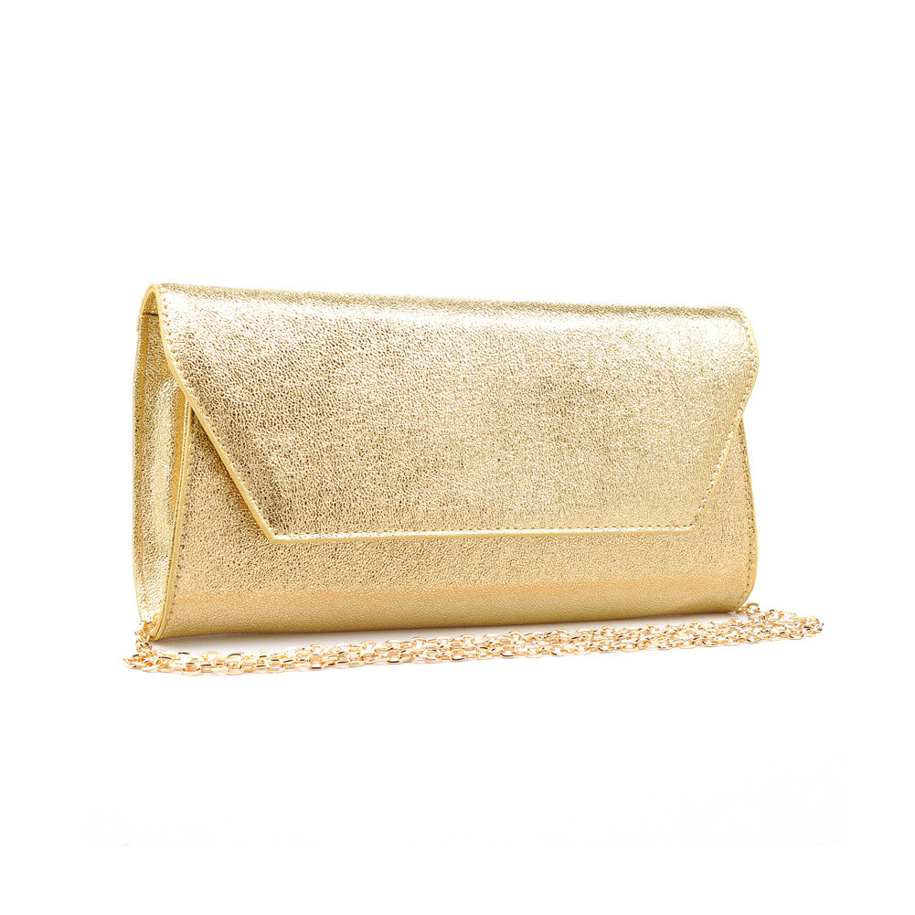 Product Image of Urban Expressions Electra Metallic Clutch NA-840611145741 View 2 | Light Gold