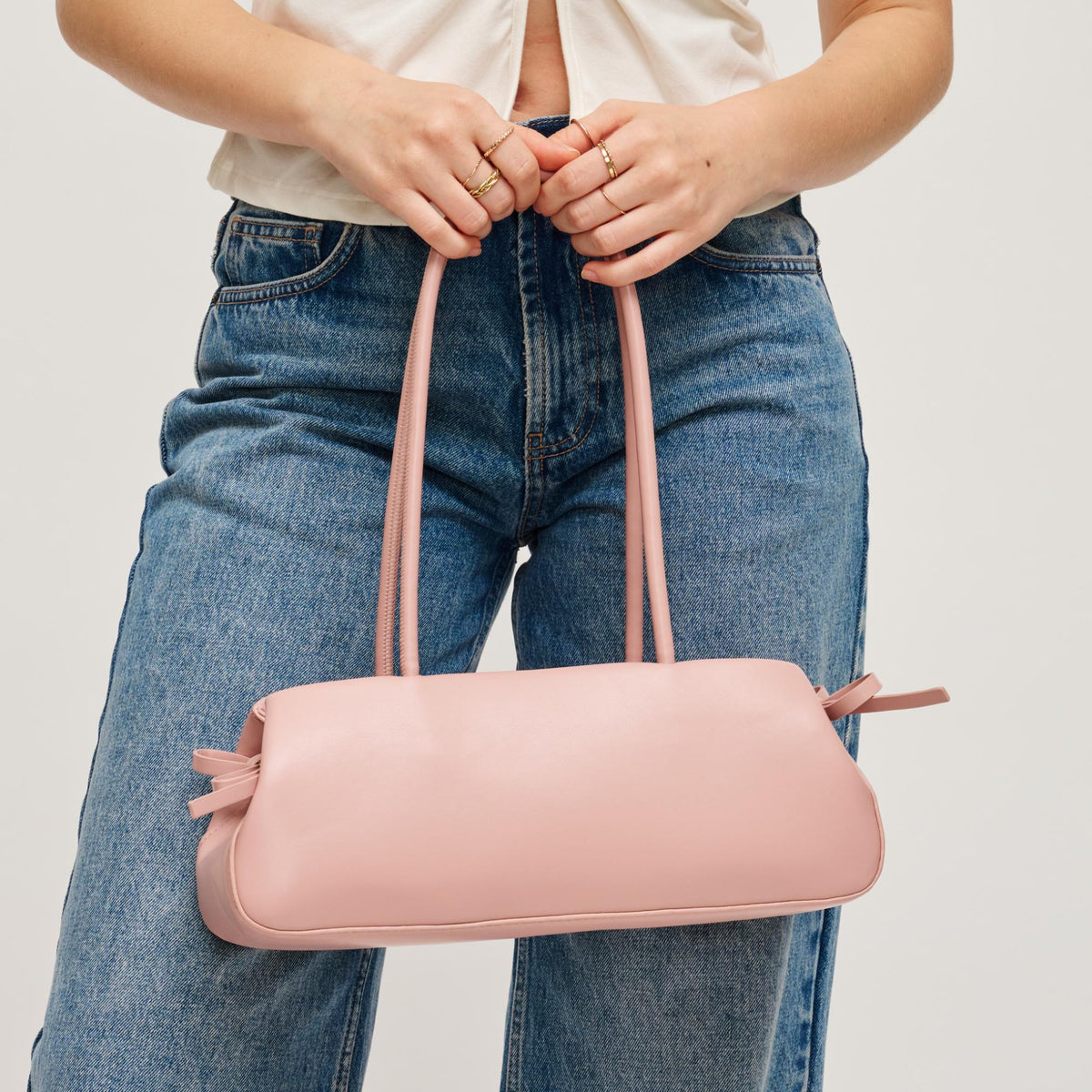 Woman wearing Pink Urban Expressions Halo Shoulder Bag 840504207846 View 4 | Pink