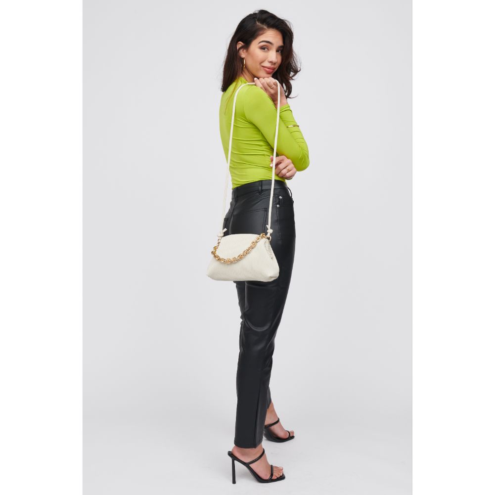 Woman wearing Cream Urban Expressions Analisa Crossbody 818209015509 View 4 | Cream