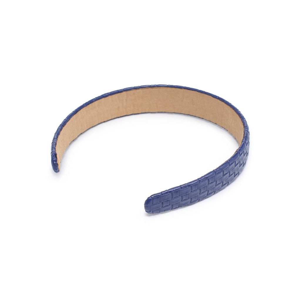 Product Image of Urban Expressions Embossed Woven Vegan Leather Headband Headband 818209014236 View 3 | Navy