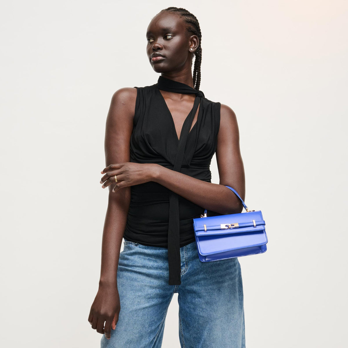 Woman wearing Electric Blue Urban Expressions Lily Crossbody 840504205828 View 1 | Electric Blue