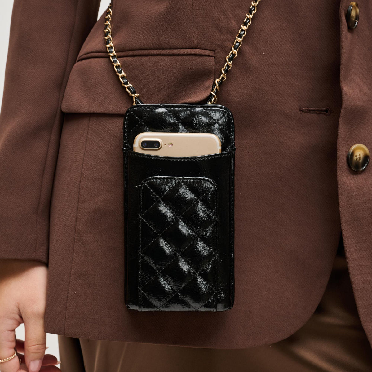Woman wearing Black Urban Expressions Brianna 2.0 Cell Phone Crossbody 840504203732 View 4 | Black