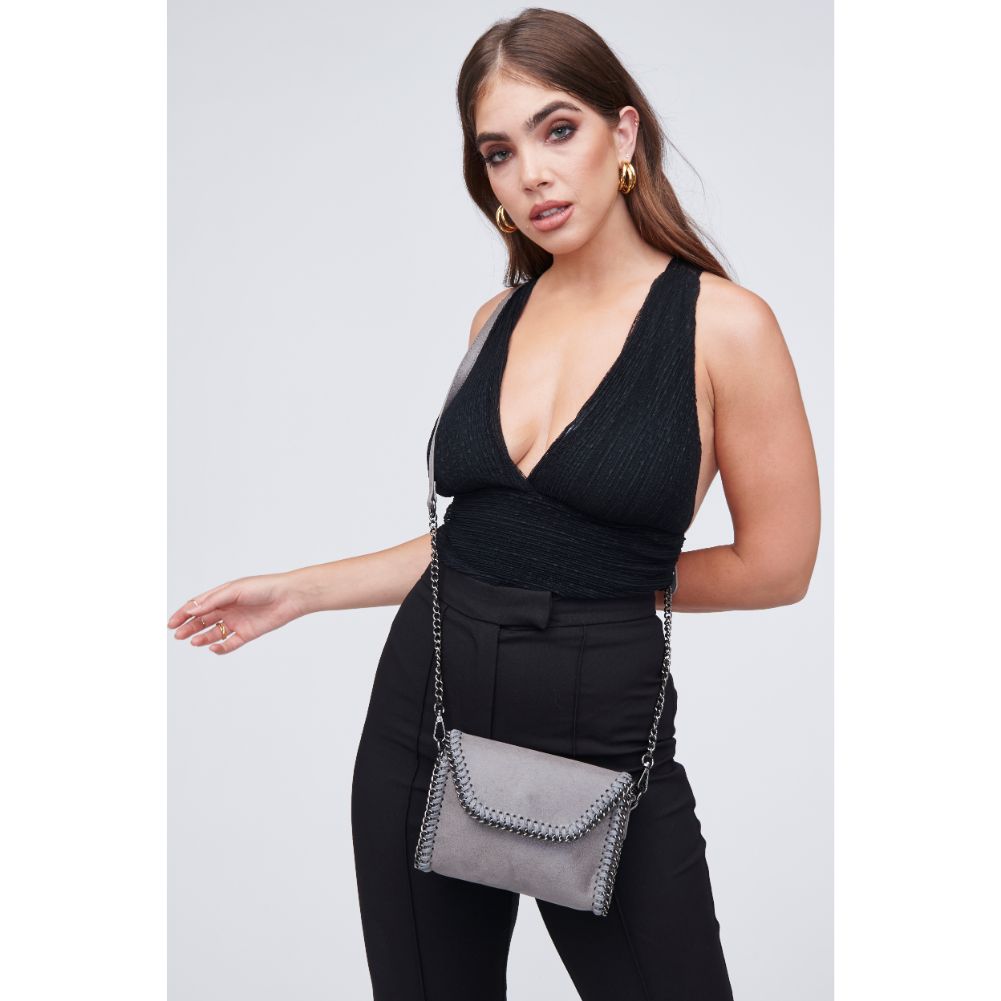Woman wearing Gunmetal Urban Expressions Felicia Crossbody 818209011518 View 2 | Gunmetal