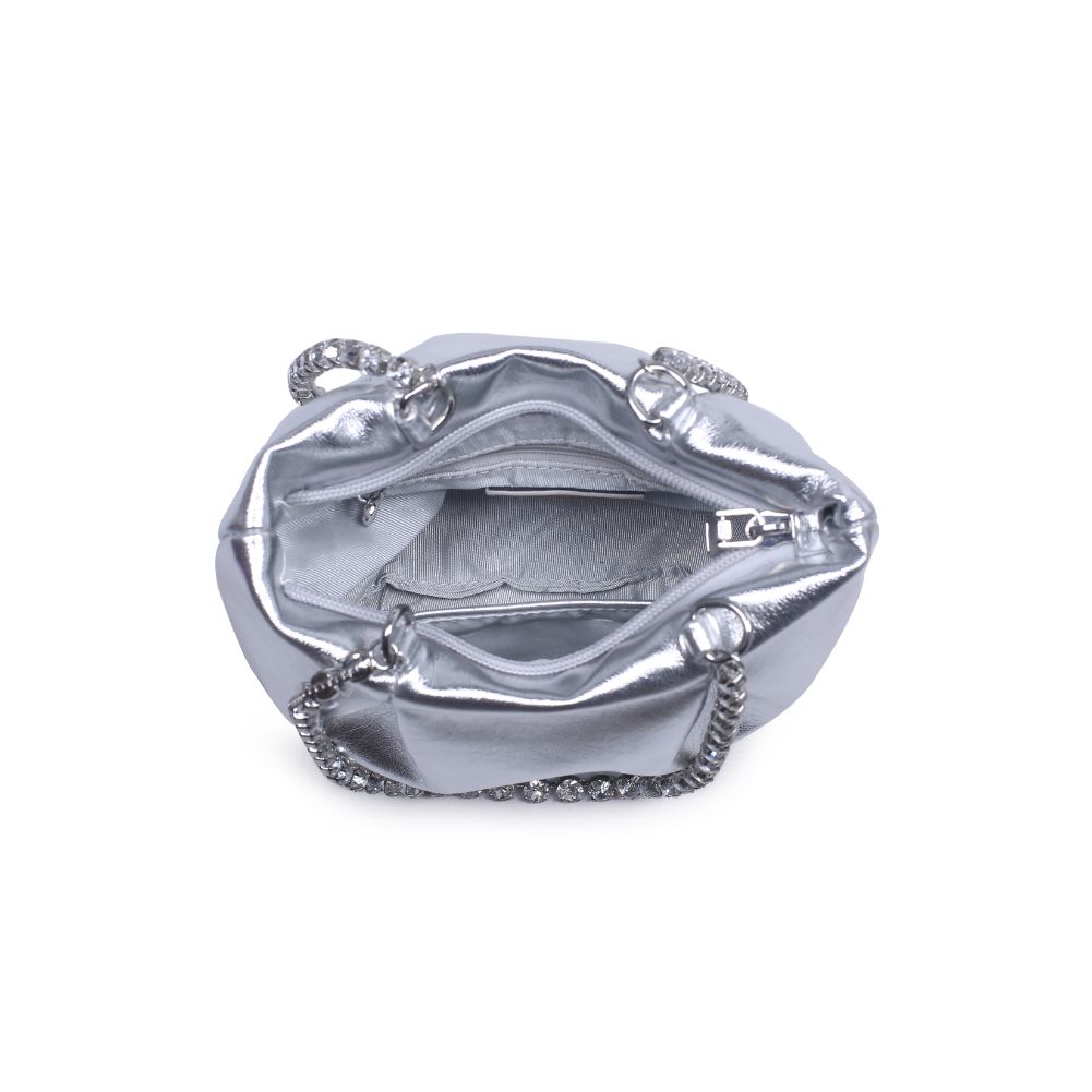 Woman wearing Silver Urban Expressions Marceline Evening Bag 840611116147 View 9 | Silver