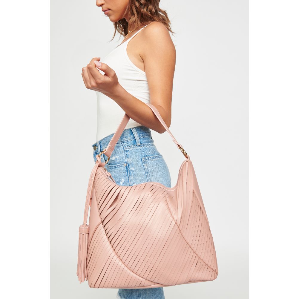 Woman wearing French Rose Urban Expressions Jinx Hobo NA-840611124975 View 1 | French Rose