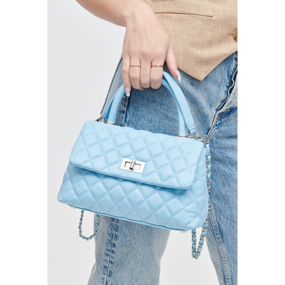 Woman wearing Sky Blue Urban Expressions Cordelia - Quilted Crossbody 840611106353 View 4 | Sky Blue