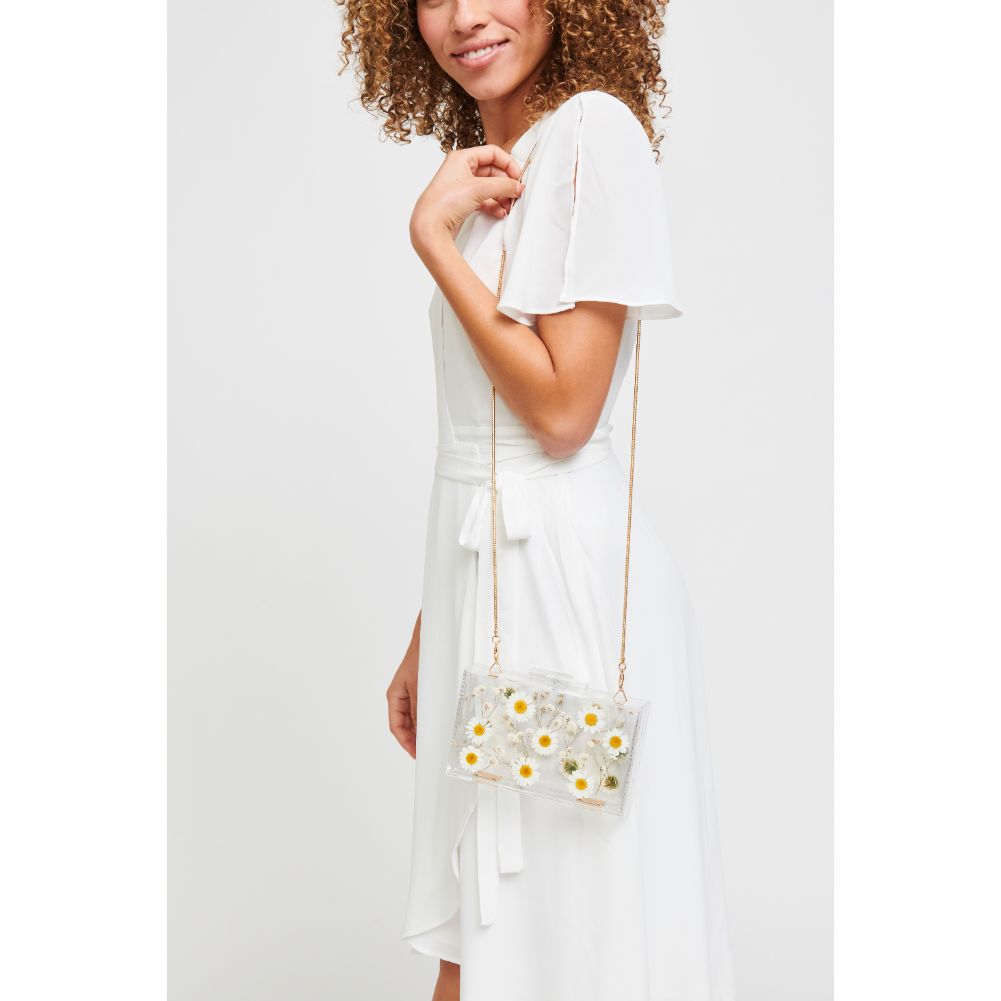 Woman wearing White Urban Expressions Fiore Evening Bag 840611180384 View 1 | White