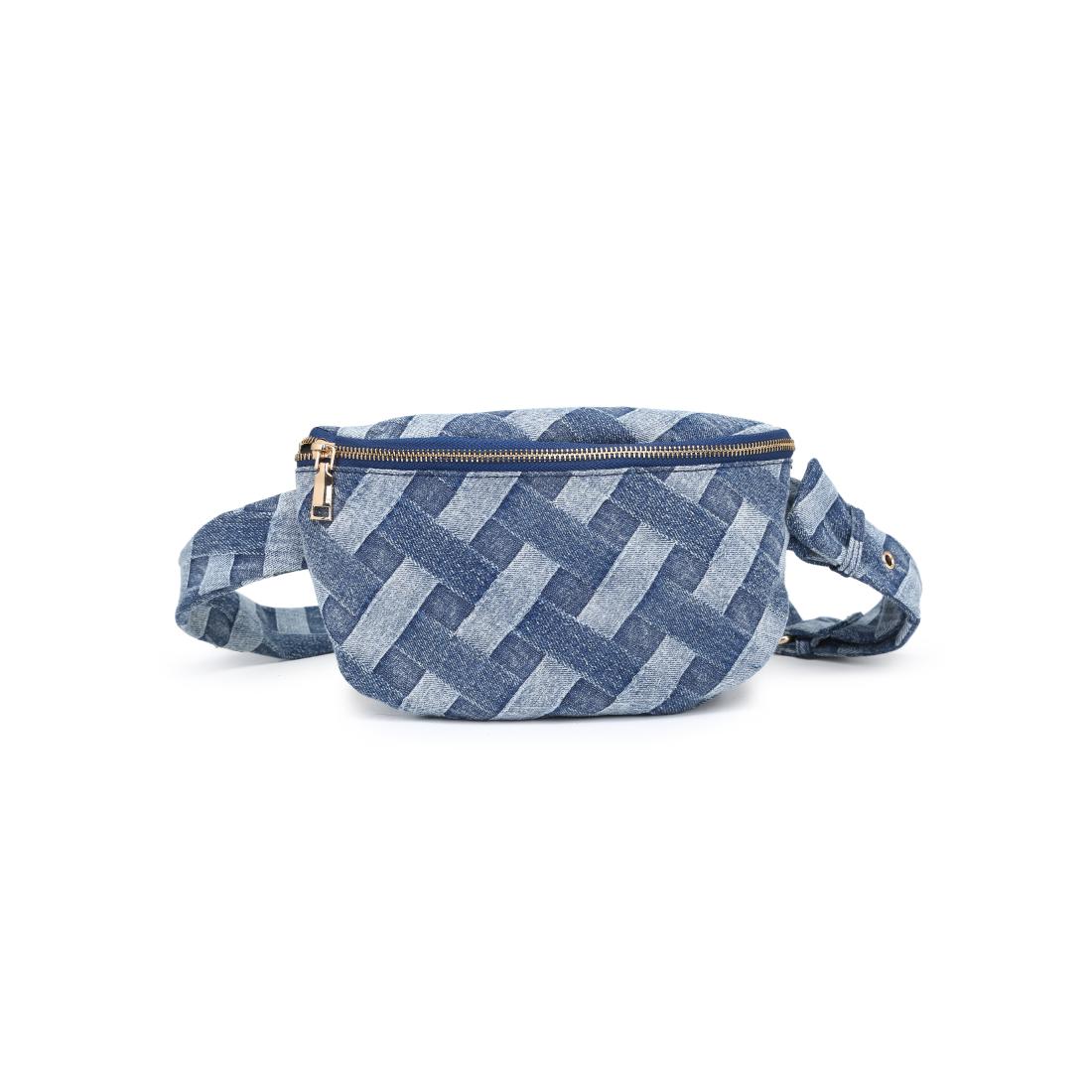 Woman wearing Denim Urban Expressions Leslie Belt Bag 840611160744 View 5 | Denim