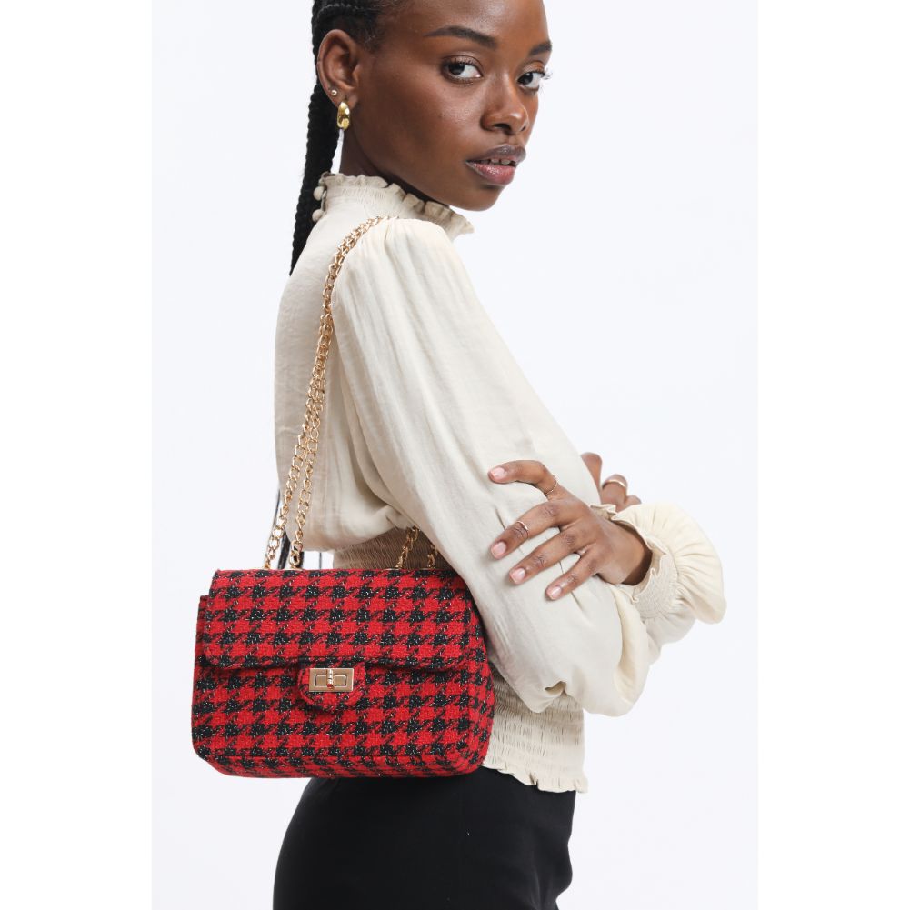 Woman wearing Red Black Urban Expressions Camille Crossbody 840611120588 View 1 | Red Black