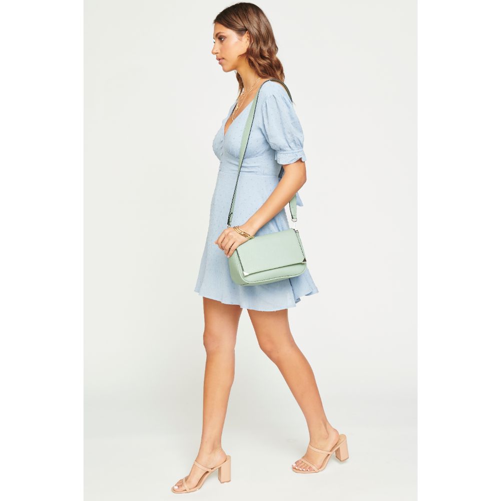 Woman wearing Mint Urban Expressions Langston Crossbody NA-840611161208 View 3 | Mint