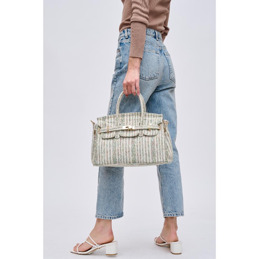Woman wearing Green Multi Urban Expressions Dixie Satchel 840611122766 View 3 | Green Multi