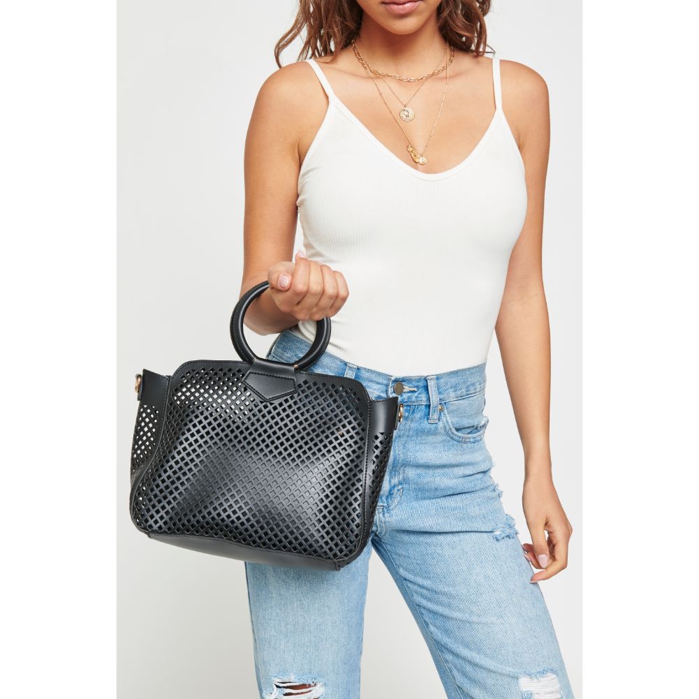 Woman wearing Black Urban Expressions Jaclyn Satchel 840611169624 View 2 | Black