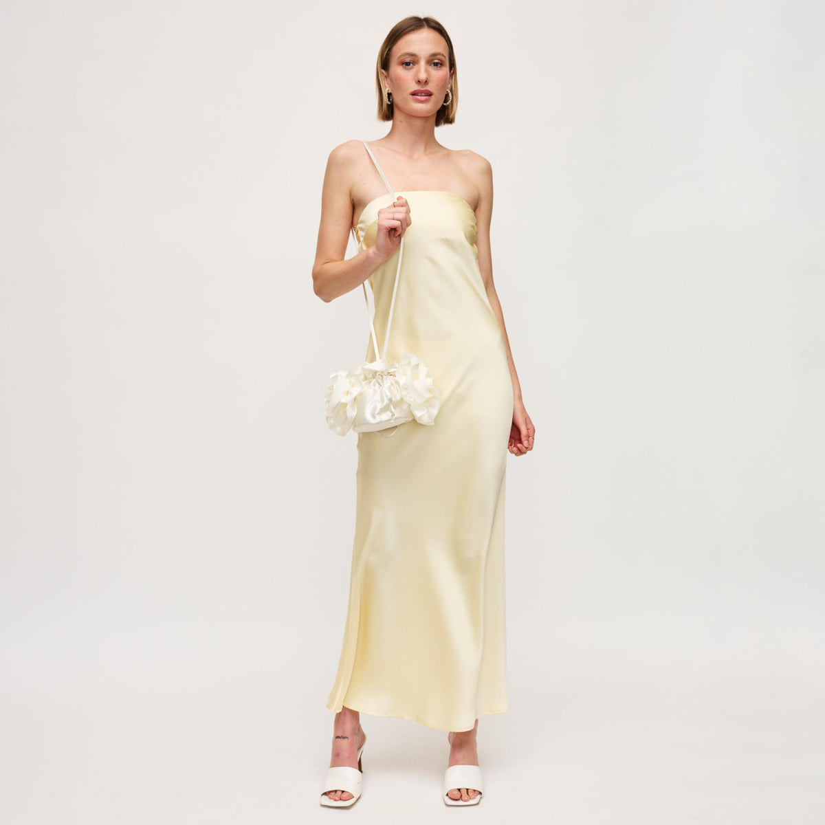 Woman wearing Ivory Urban Expressions Fleur Luxe Evening Bag 840611149800 View 4 | Ivory