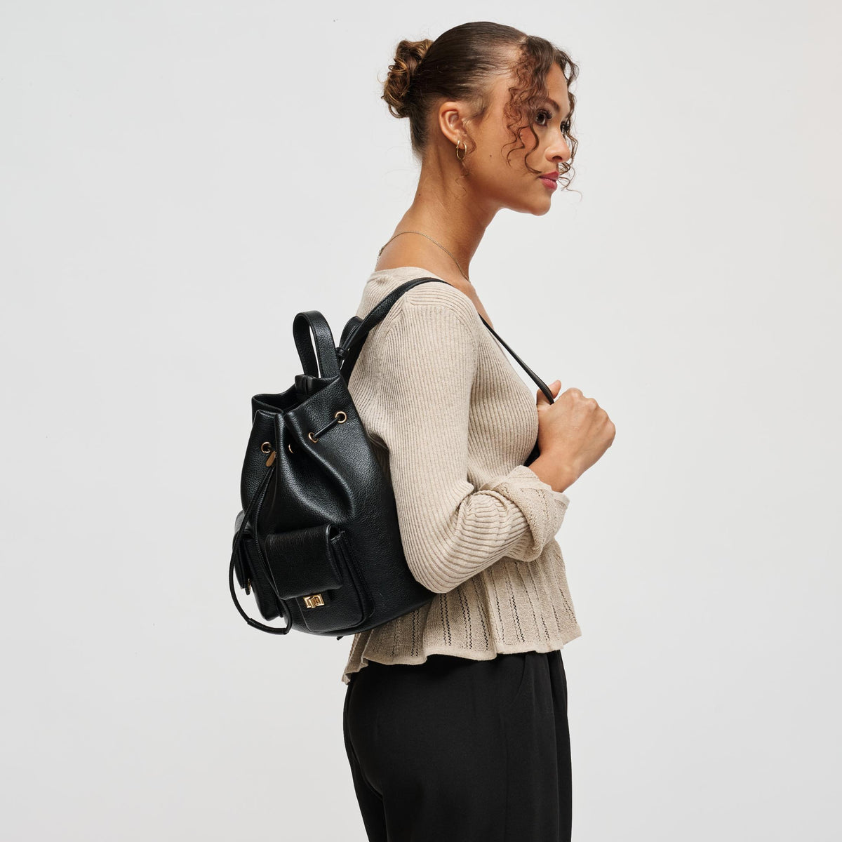 Woman wearing Black Urban Expressions Clearfield Backpack 840504212369 View 2 | Black