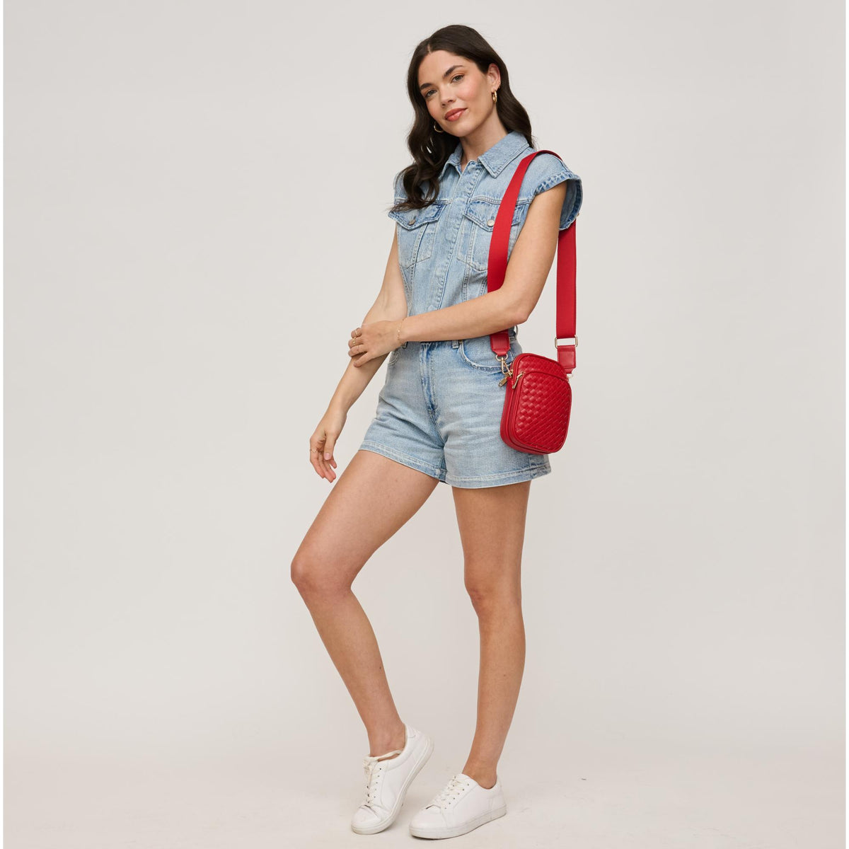 Woman wearing Red Urban Expressions Celeste Crossbody 840611147677 View 3 | Red