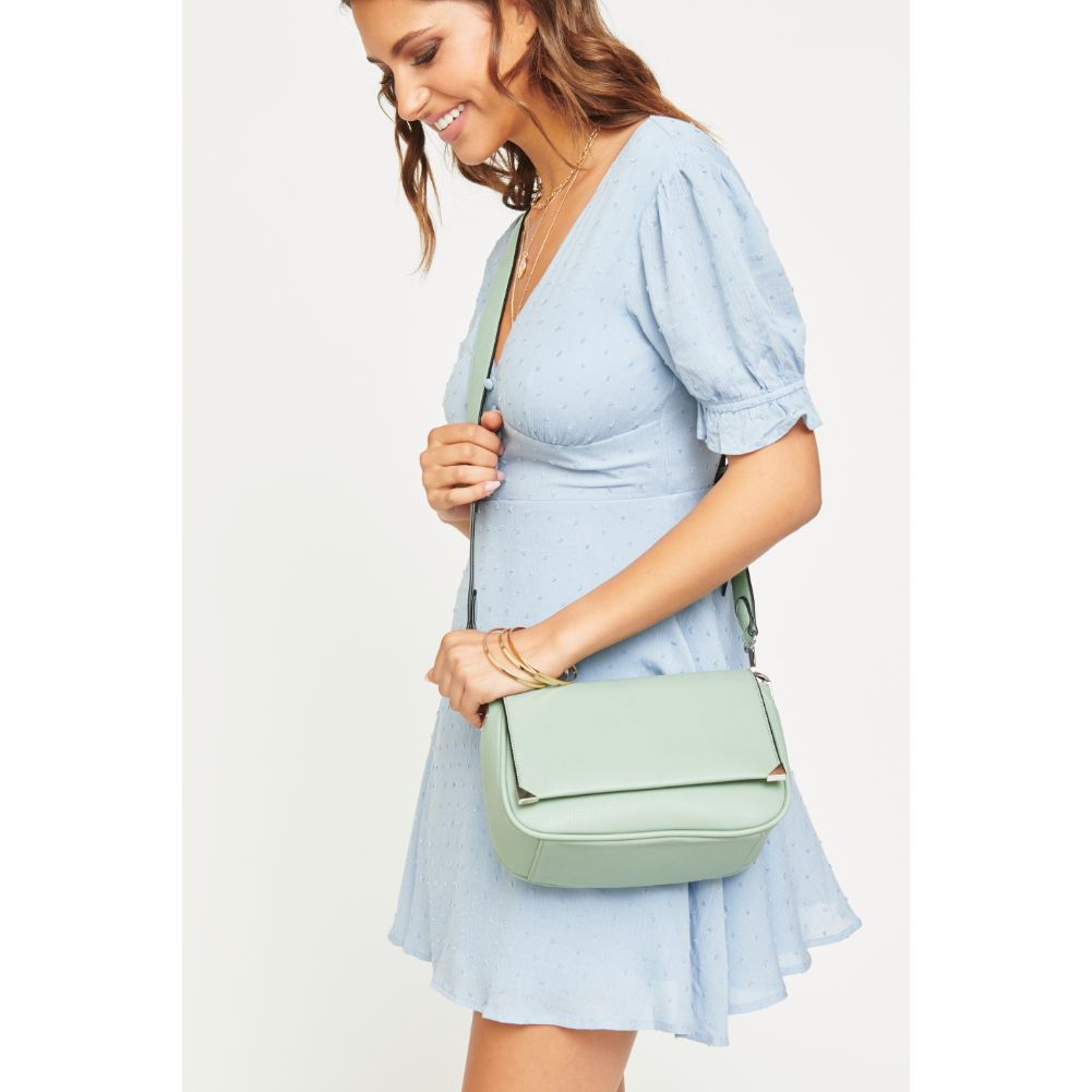 Woman wearing Mint Urban Expressions Langston Crossbody NA-840611161208 View 2 | Mint