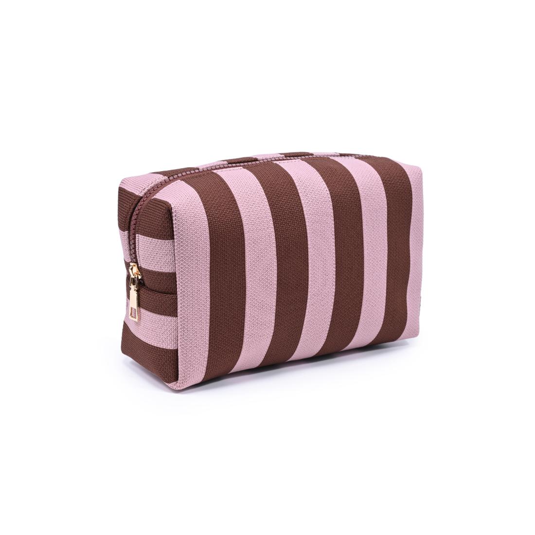 Urban Essentials Essential Stripe Cosmetic & Travel Organizer Pouch 840504207419 View 6 | Pink Brown