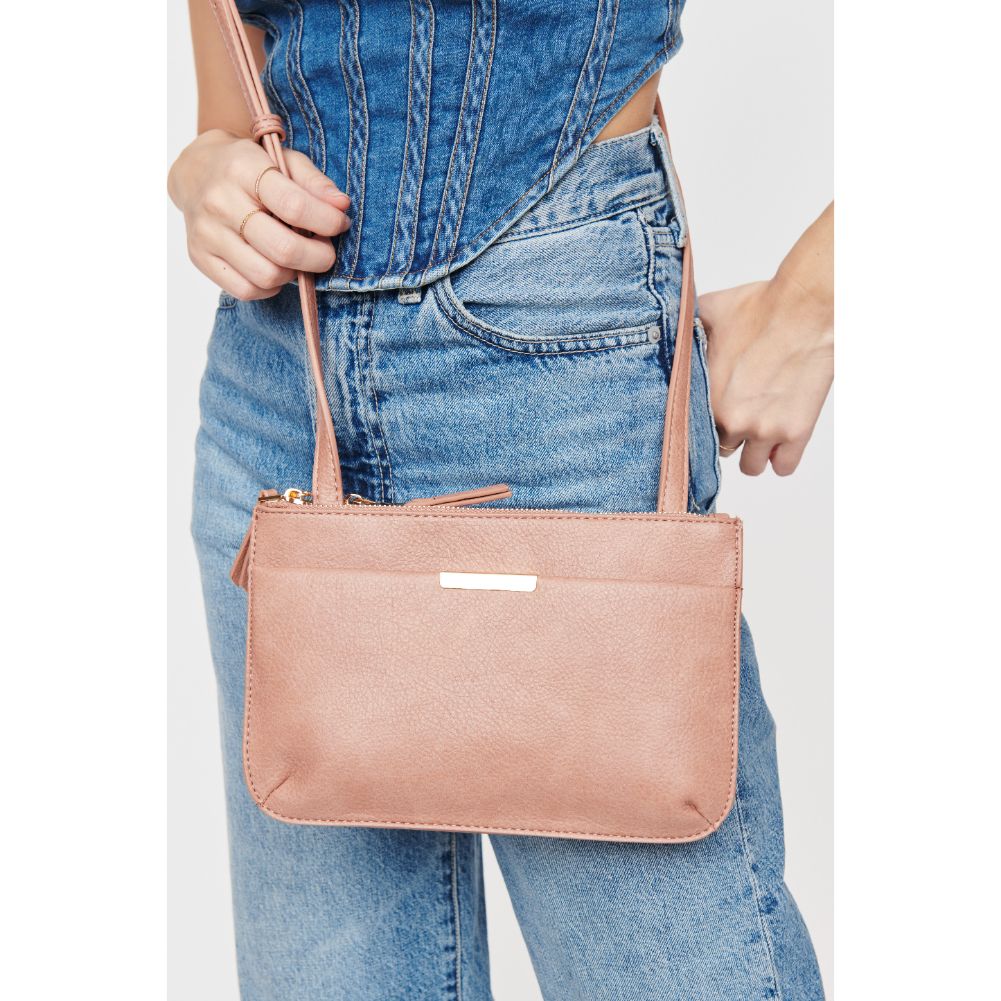 Woman wearing Blush Urban Expressions Wyatt Crossbody 840611108739 View 4 | Blush
